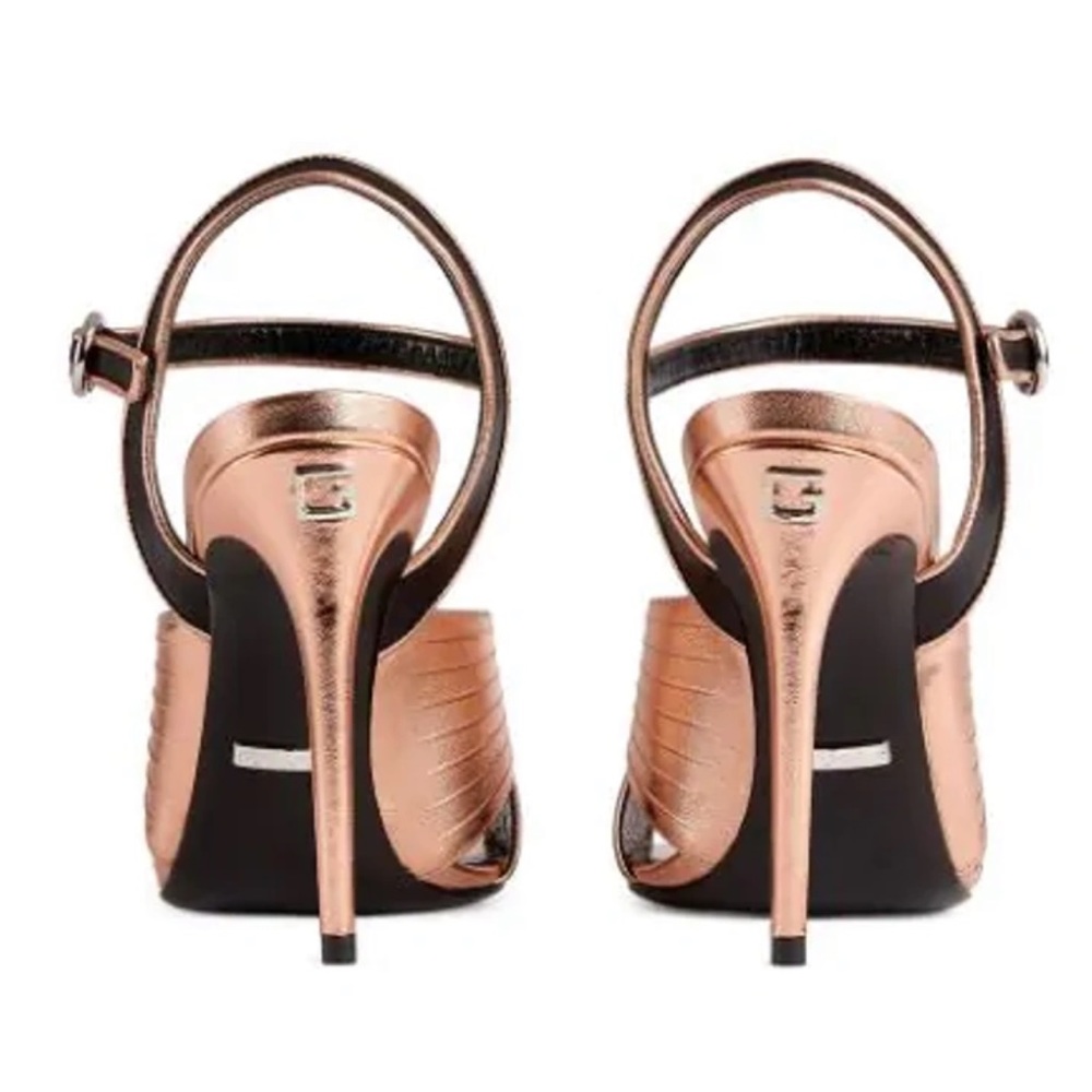 Gucci metallic finish cross-strap 104 mm sandals - Picture 4 of 17